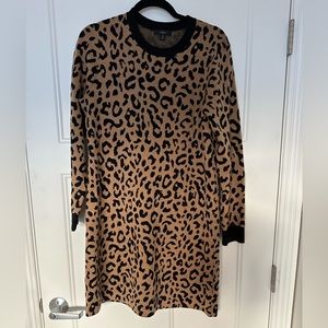 J. Crew Long-sleeve mini sweater-dress in leopard